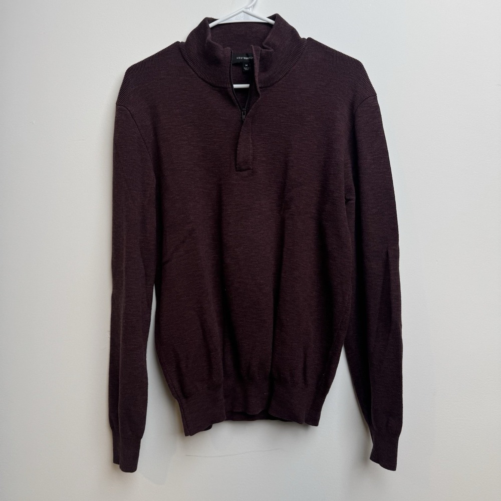 West Zero One 1/4 Zip Sweater Medium Men's Burgundy‎ Mockneck Jacket Breathable